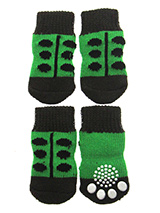 Green Frog Pet Socks - These fun and functional doggie socks protect your dogs paws from mud, snow, ice, hot pavement, hot sand and other extreme weather. Made from 95% cotton and 5% spandex making them comfortable and secure. Each sock features a paw shaped anti-slip silica pad and help keep your house sanitary. (set of...