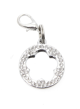 Clover Diamante Mirrored Dog Collar Charm
