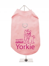 ''Worlds Cutest Yorkie'' Harness-Lined Dog T-Shirt